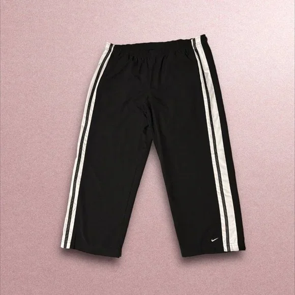 Nike Vintage Women Ankle Crop Workout Athletic Track Pocket BlackPants Y2K 2000s - Picture 2 of 6